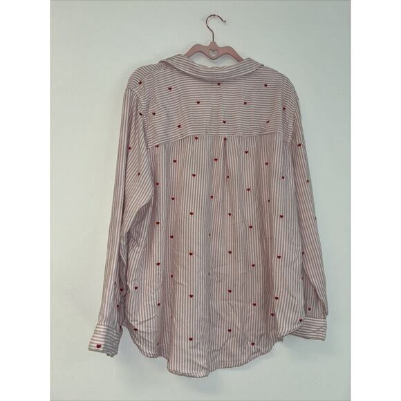 Time & Tru Women's Top Sz 3XL 22 Button Front Embroidered Heart Ruffle‎ Collar - Picture 5 of 5